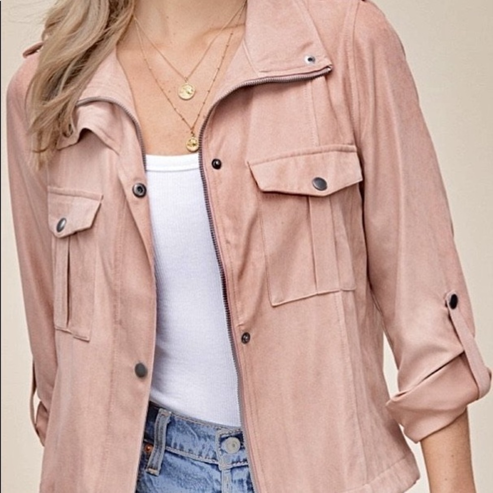 Blush colored zip up jacket